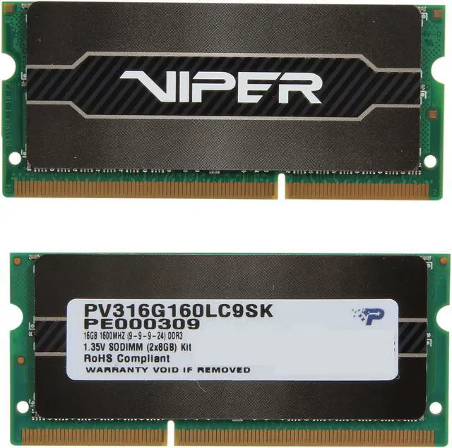 Alt view image 2 of 3 - Patriot Viper SODIMM 16GB (2 x 8G) 204-Pin DDR3 1600 (PC3 12800) Laptop MemoryModel PV316G160LC9SK