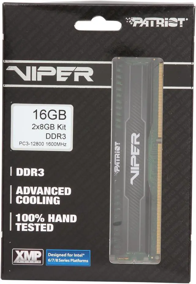 Alt view image 3 of 3 - Patriot Viper 3 Low Profile 16GB (2 x 8GB) DDR3 1600 (PC3 12800) Desktop Memory Model PVL316G160C9K