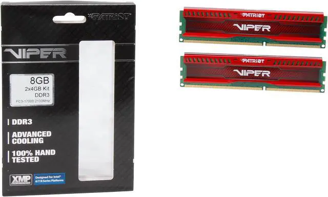 Alt view image 3 of 3 - Patriot Viper 3 Low Profile Red 8GB (2 x 4GB) DDR3 2133 (PC3 17000) Desktop Memory Model PVL38G213C1KR