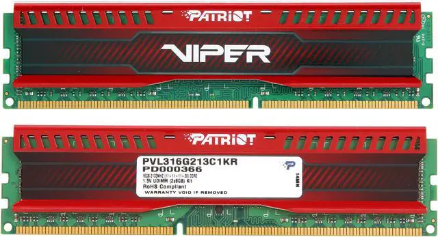 Alt view image 2 of 3 - Patriot Viper 3 Low Profile Red 16GB (2 x 8GB) DDR3 2133 (PC3 17000) Desktop Memory Model PVL316G213C1KR