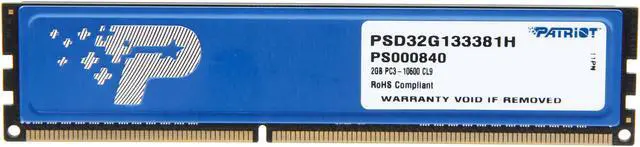 Alt view image 2 of 3 - Patriot Signature 2GB DDR3 1333 (PC3 10600) Desktop Memory Model PSD32G133381H