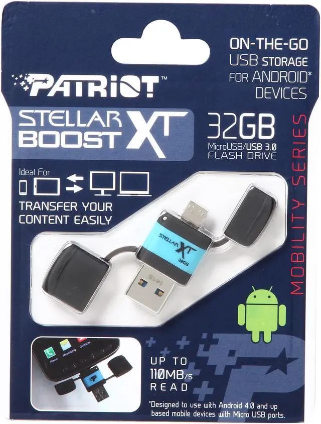 Alt view image 6 of 5 - Patriot Stellar Boost XT 32GB OTG / USB 3.0 Flash Drive PEF32GSTRXTOTG