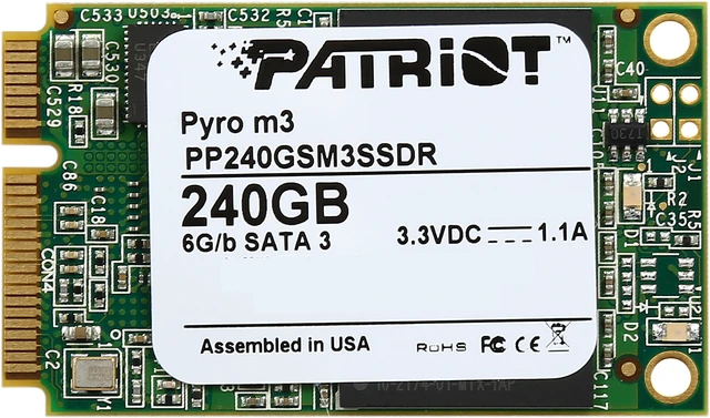Alt view image 2 of 4 - Patriot Pyro M3 mSATA 240GB SATA III Internal Solid State Drive (SSD) PP240GSM3SSDR