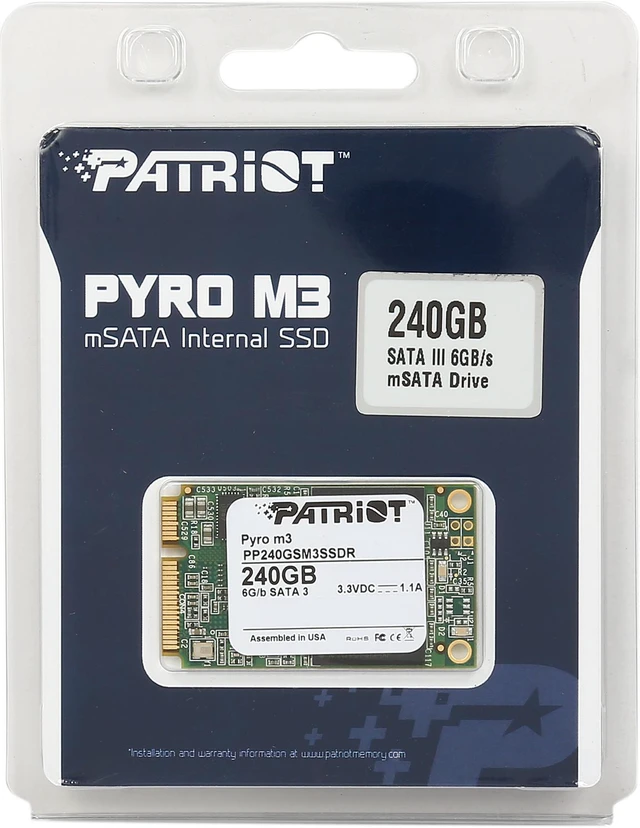 Alt view image 4 of 4 - Patriot Pyro M3 mSATA 240GB SATA III Internal Solid State Drive (SSD) PP240GSM3SSDR