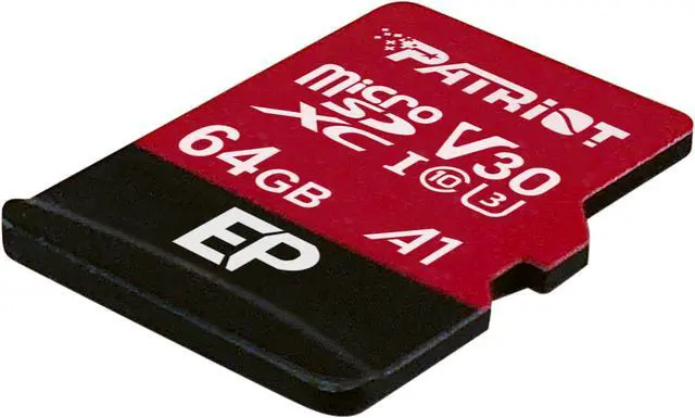 Alt view image 2 of 3 - Patriot Memory 64GB EP Series MicroSDXC U3, A1, V30. 4K Memory Card with Adapter, Reads 100MB/s, Writes 80MB/s