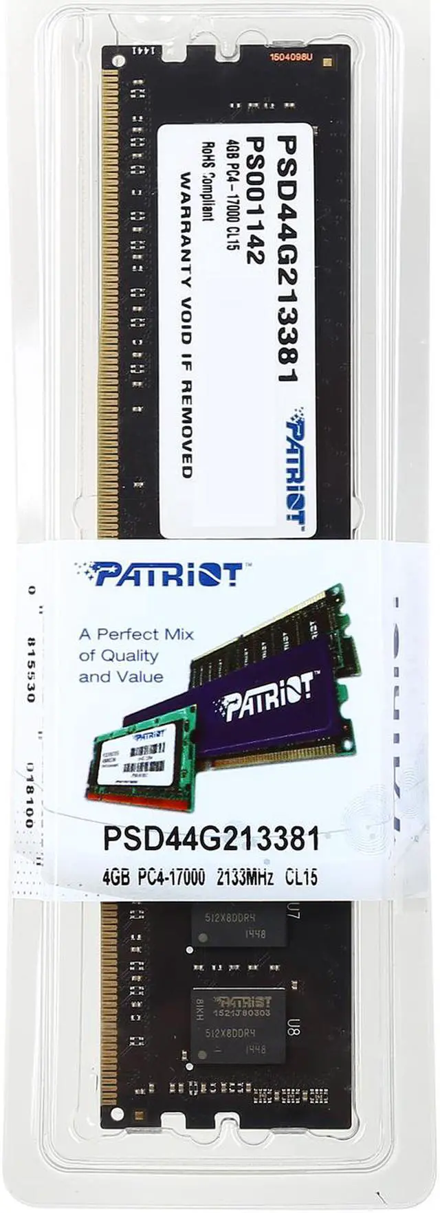 Alt view image 3 of 3 - Patriot 4GB DDR4 2133 (PC4 17000) Desktop Memory Model PSD44G213381
