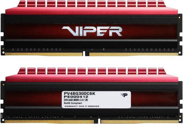 Alt view image 2 of 3 - Patriot Viper 4 8GB (2 x 4GB) DDR4 3000 (PC4 24000) Extreme Performance Memory, Black Sides / Red Top Model PV48G300C6K