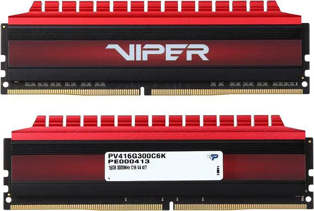 Alt view image 2 of 3 - Patriot Viper 4 16GB (2 x 8GB) DDR4 3000 (PC4 24000) Extreme Performance Memory, Black Sides / Red Top Model PV416G300C6K