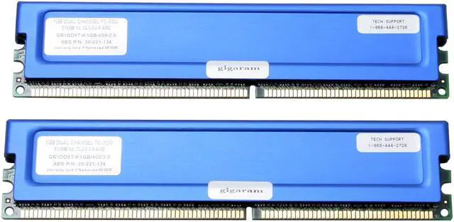 Main image of gigaram Mach 1000 1GB (2 x 512MB) DDR 400 (PC 3200) DUAL CHANNEL System Memory Model GR1DD8T-K1GB/400/2.0