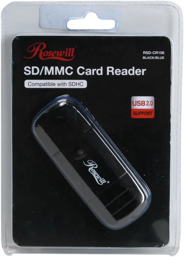 Alt view image 3 of 3 - Rosewill RSD-CR106 Black USB 2.0 External Single slot SD / MMC Card Reader