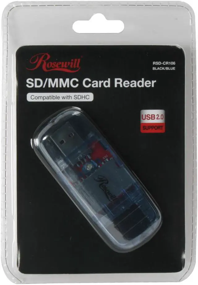 Alt view image 3 of 3 - Rosewill RSD-CR106 Blue USB 2.0 External Single slot SD / MMC Card Reader