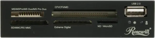 Alt view image 2 of 5 - Rosewill RCR-IC002 - 74-in-1 Internal Card Reader with USB 2.0 Ports & Extra Silver Face Plate - Fits 3.5" Drive Bay