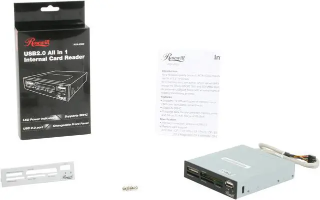 Alt view image 5 of 5 - Rosewill RCR-IC002 - 74-in-1 Internal Card Reader with USB 2.0 Ports & Extra Silver Face Plate - Fits 3.5" Drive Bay