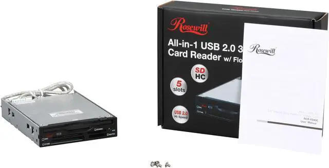 Alt view image 5 of 5 - Rosewill RCR-FD400 74-in-1 3.5" Internal USB 2.0 Card Reader w/ Floppy Drive