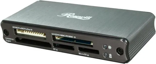 Alt view image 2 of 6 - Rosewill USB 2.0 External 74-in-1 Card Reader / Aluminum Body / Supports SDHC and SDXC / WINDOWS 7 Compatible
