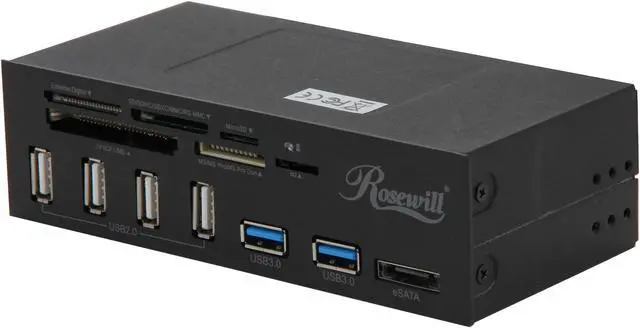Main image of Rosewill Data Hub for 5.25" Drive Bays- 2 USB 3.0 Ports and Main Connector, Four USB 2.0 Ports, eSATA, Internal Six Slot Media Card Reader, Supports Windows ME/2000/XP/Vista/7/8/10 - RDCR-11004