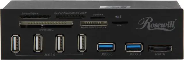 Alt view image 3 of 5 - Rosewill Data Hub for 5.25" Drive Bays- 2 USB 3.0 Ports and Main Connector, Four USB 2.0 Ports, eSATA, Internal Six Slot Media Card Reader, Supports Windows ME/2000/XP/Vista/7/8/10 - RDCR-11004
