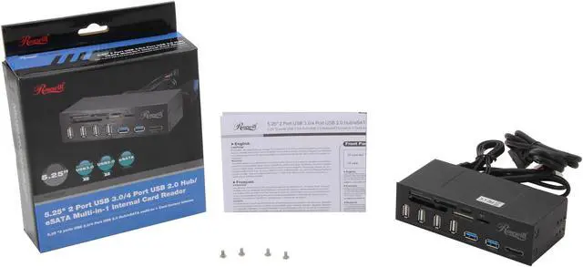 Alt view image 6 of 5 - Rosewill Data Hub for 5.25" Drive Bays- 2 USB 3.0 Ports and Main Connector, Four USB 2.0 Ports, eSATA, Internal Six Slot Media Card Reader, Supports Windows ME/2000/XP/Vista/7/8/10 - RDCR-11004