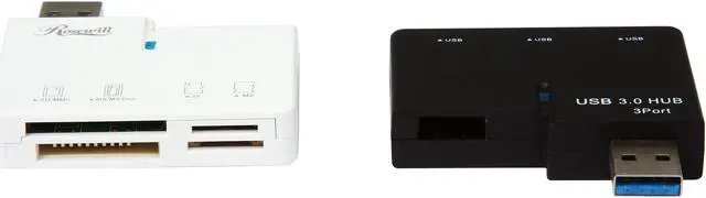 Alt view image 3 of 7 - Rosewill RCRC-200-U3 - Card Reader - Reads SD / SDHC / SDXC / MS / MMC / M2 / T-Flash Memory Cards, Plus 3-Port USB 3.0 Hub & Connection to Computer