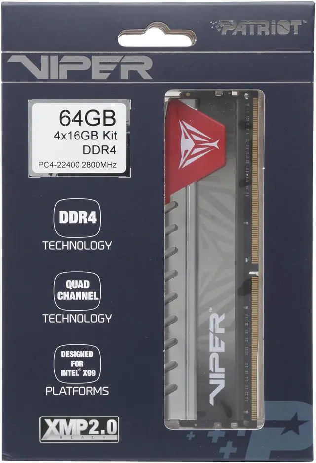 Alt view image 3 of 3 - Patriot Viper Elite 64GB (4 x 16GB) DDR4 2800 (PC4 22400) Desktop Memory Model PVE464G280C6QKR