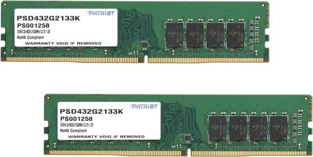 Main image of Patriot Signature Line 32GB (2 x 16GB) DDR4 2133 (PC4 17000) Desktop Memory Model PSD432G2133K