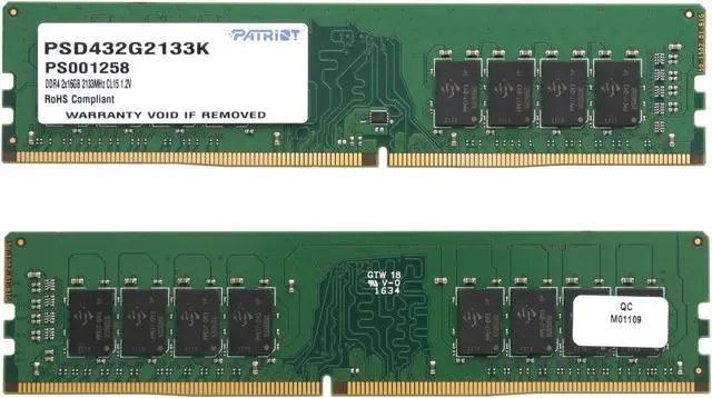 Alt view image 2 of 3 - Patriot Signature Line 32GB (2 x 16GB) DDR4 2133 (PC4 17000) Desktop Memory Model PSD432G2133K