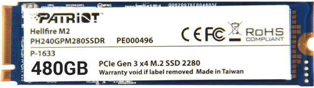 Main image of Patriot Hellfire M.2 2280 480GB PCI-Express 3.0 x4 Internal Solid State Drive (SSD) PH480GPM280SSDR