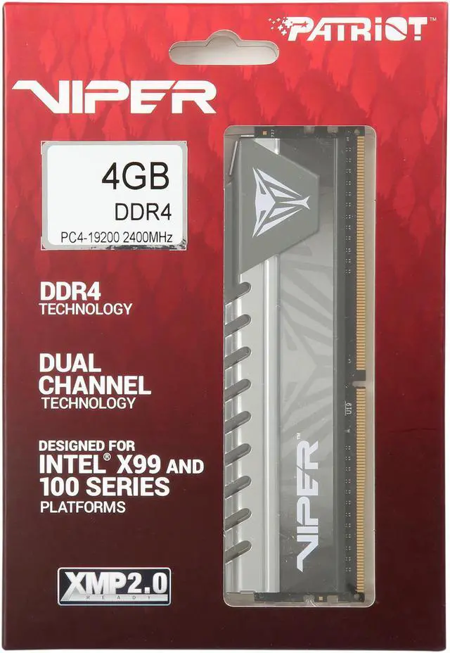 Alt view image 4 of 3 - Patriot Viper Elite 4GB (1 x 4GB) DDR4 2400MHz DRAM (Desktop Memory) CL16 1.2V Grey DIMM (288-pin) Extreme Performance Memory PVE44G240C6GY (Intel XMP, AMD Ryzen)