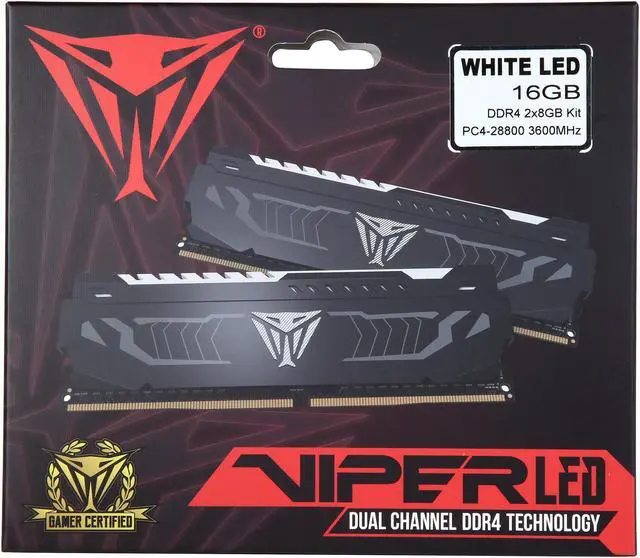 Alt view image 7 of 7 - Patriot Viper LED 16GB (2 x 8GB) DDR4 3600MHz DRAM (Desktop Memory) CL16 1.35V White DIMM (288-pin) Extreme Performance PVLW416G360C6K (Intel XMP, AMD Ryzen)