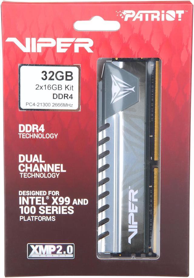 Patriot Viper Elite 32GB (2 x 16GB) DDR4 2666 (PC4 21300) Desktop Memory  Model PVE432G266C6KGY