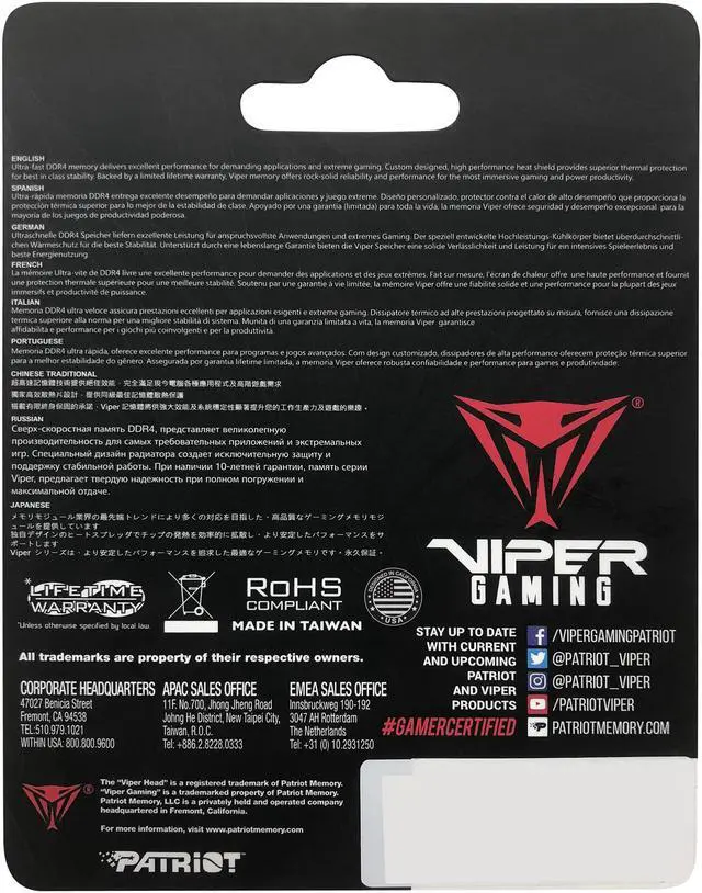 Alt view image 7 of 8 - Patriot Viper Steel 8GB 260-Pin DDR4 SO-DIMM DDR4 2400 (PC4 19200) Laptop Memory Model PVS48G240C5S