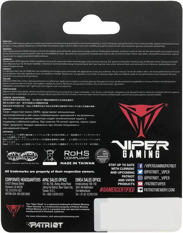 Alt view image 7 of 7 - Patriot Viper Steel 16GB 260-Pin DDR4 SO-DIMM DDR4 2666 (PC4 21300) Laptop Memory Model PVS416G266C8S