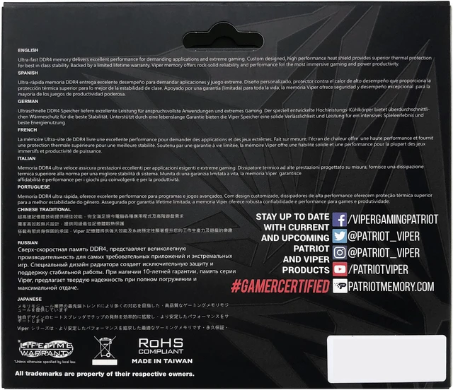 Alt view image 6 of 6 - Patriot Viper Steel 32GB 288-Pin PC RAM DDR4 3200 (PC4 25600) Desktop Memory Model PVS432G320C6