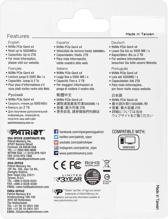 Alt view image 9 of 10 - Patriot P400 M.2 2280 512GB PCI-Express 4.0 x4, NVMe 1.3 Internal Solid State Drive (SSD) P400P512GM28H