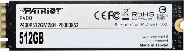 Alt view image 5 of 10 - Patriot P400 M.2 2280 512GB PCI-Express 4.0 x4, NVMe 1.3 Internal Solid State Drive (SSD) P400P512GM28H
