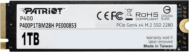 Alt view image 5 of 10 - Patriot P400 M.2 2280 1TB PCI-Express 4.0 x4, NVMe 1.3 Internal Solid State Drive (SSD) P400P1TBM28H