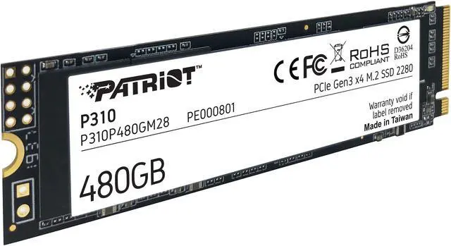 Alt view image 3 of 8 - Patriot P310 M.2 2280 480GB PCIe Gen3 x 4, NVMe 1.3 Internal Solid State Drive (SSD) P310P480GM28