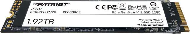 Alt view image 4 of 8 - Patriot P310 M.2 2280 1.92TB PCIe Gen3 x 4, NVMe 1.3 Internal Solid State Drive (SSD) P310P192TM28