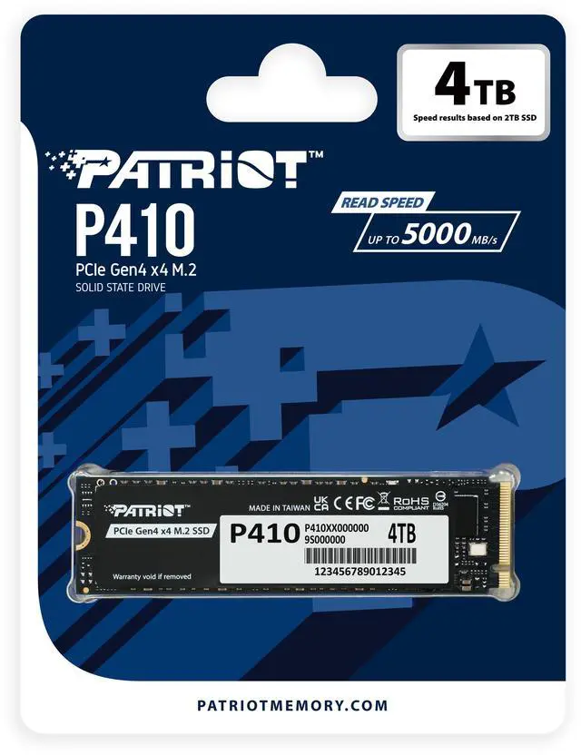 Alt view image 4 of 5 - Patriot P410 M.2 2280 4TB PCI-Express 4.0 x4 P410P4TBM28H