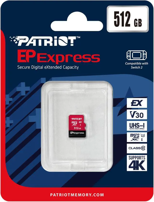 Alt view image 4 of 5 - Patriot EP Series 512GB Express microSD Memory Card Up to 800 MB/s For Nintendo Switch 2 PEF256GEPEXMCX