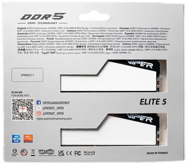 Alt view image 9 of 9 - Patriot Viper Elite 5 64GB (2 x 32GB) 288-Pin PC RAM DDR5 6000 (PC5 48000) Desktop Memory Model VEB564G6030KW