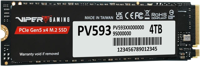 Alt view image 2 of 5 - Patriot VIPER PV593 M.2 2280 4TB PCI-Express 5.0 x4 3D NAND TLC Internal DRAM Cache Solid State Drive (SSD) PV593P4TBM28H