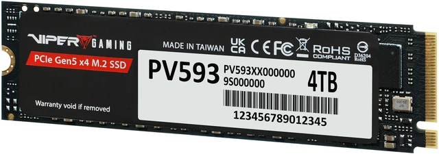 Alt view image 3 of 5 - Patriot VIPER PV593 M.2 2280 4TB PCI-Express 5.0 x4 3D NAND TLC Internal DRAM Cache Solid State Drive (SSD) PV593P4TBM28H