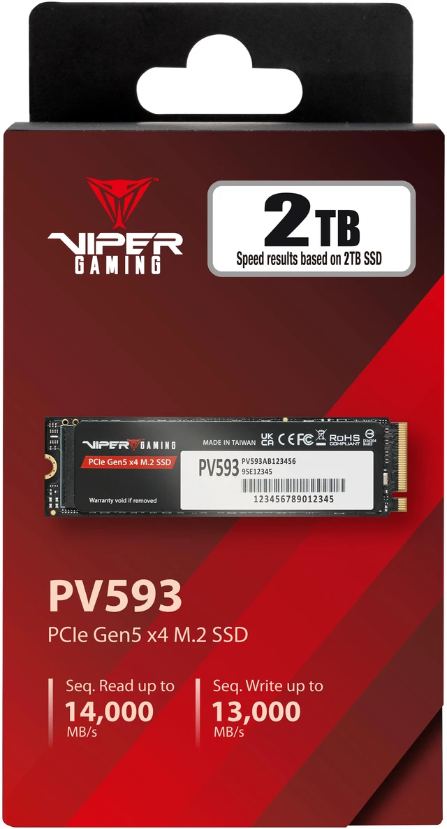 Alt view image 4 of 5 - Patriot VIPER PV593 M.2 2280 2TB PCI-Express 5.0 x4 3D NAND TLC Internal DRAM Cache Solid State Drive (SSD) PV593P2TBM28H