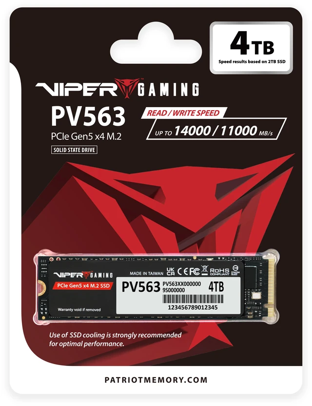Alt view image 4 of 5 - Patriot VIPER PV563 M.2 2280 4TB PCI-Express 5.0 x4 3D NAND TLC Internal Solid State Drive (SSD) PV563P4TBM28H