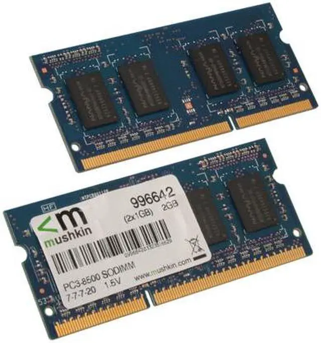 Main image of Mushkin Enhanced 2GB (2 x 1GB) 204-Pin DDR3 SO-DIMM DDR3 1066 (PC3 8500) Dual Channel Kit Laptop Memory Model 996642