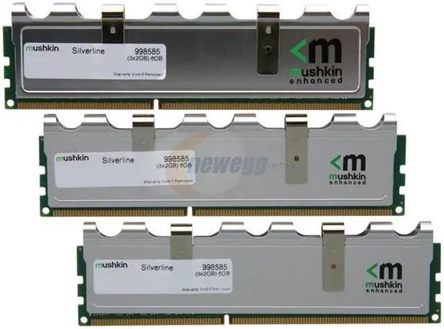 Main image of Mushkin Enhanced Silverline 6GB (3 x 2GB) DDR3 1333 (PC3 10666) Triple Channel Kit Desktop Memory Model 998585