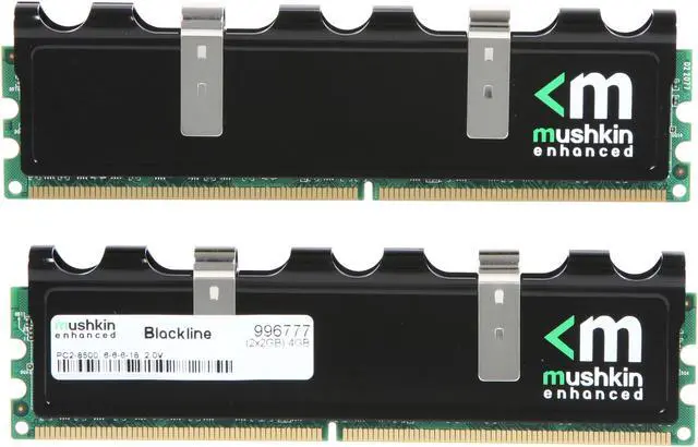 Alt view image 2 of 3 - Mushkin Enhanced Blackline 4GB (2 x 2GB) DDR2 1066 (PC2 8500) Desktop Memory Model 996777