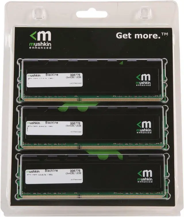 Alt view image 3 of 3 - Mushkin Enhanced Blackline 12GB (3 x 4GB) DDR3 1600 (PC3 12800) Desktop Memory Model 998776