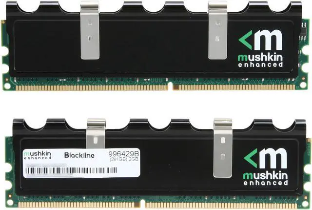 Alt view image 2 of 3 - Mushkin Enhanced Blackline 2GB (2 x 1GB) DDR 400 (PC 3200) Desktop Memory Model 996429B